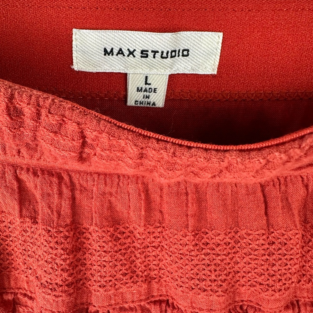 Max Studio Textured Cotton Shirred Maxi Skirt Boho - Picture 3 of 7